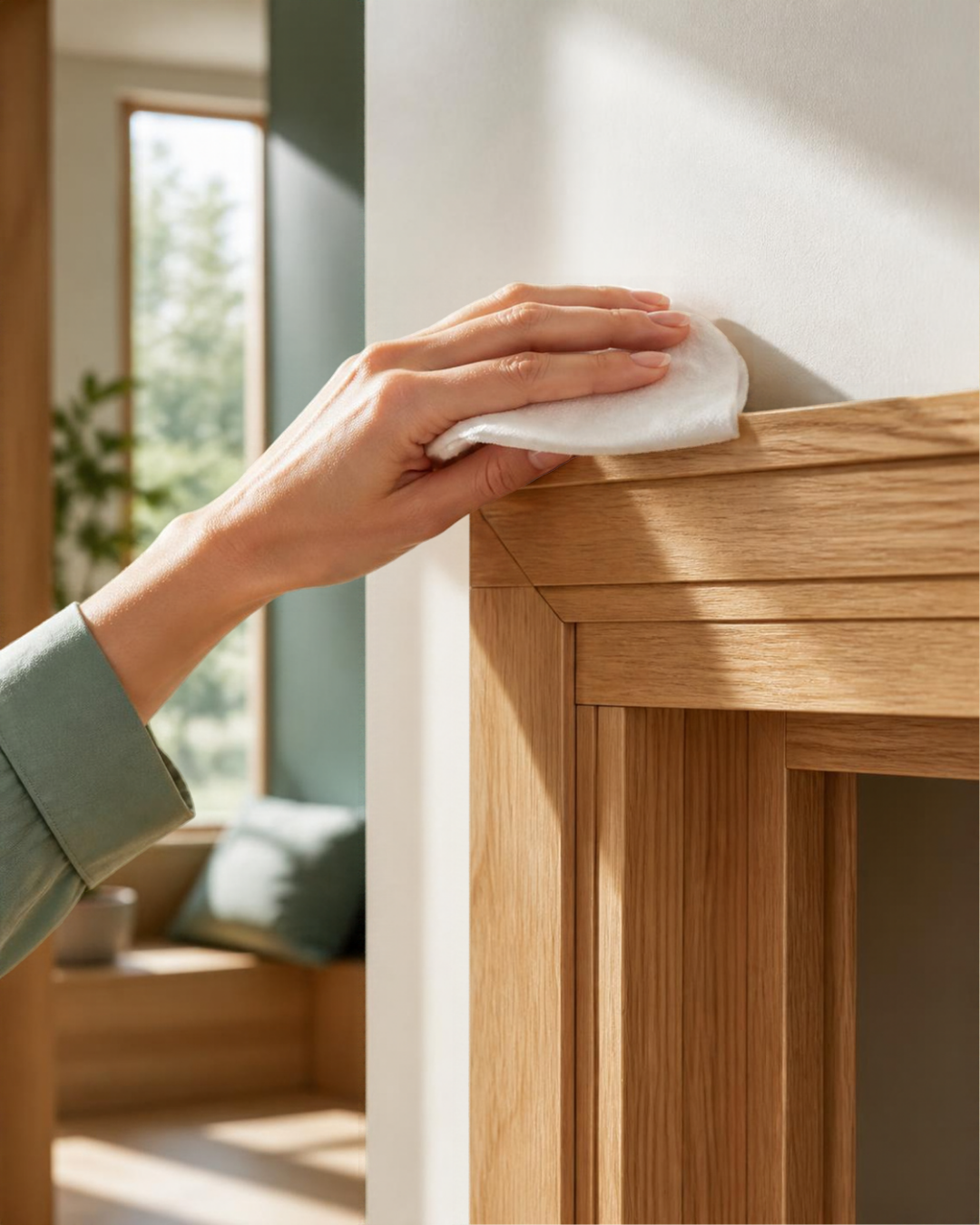 Collecting settled dust sample along architectural trim for an ERMI test